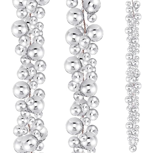 Yuxung 2 Pcs Christmas Ball Garland 6.6 ft Ball Ornaments Christmas Bulb Xmas Tree Bauble for Party Supplies Indoor Outdoor Home Office Decoration Accessories (Silver)