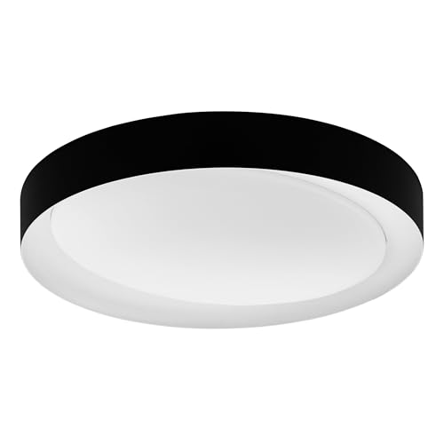 Eglo LED Flush Ceiling Light Laurito, dimmable Lighting with Remote Control, Colour Changing Night Light, Warm/Cool White, Black and White Living Room lamp