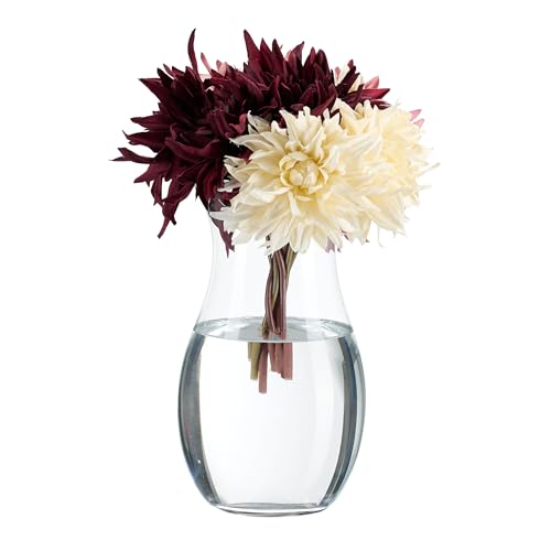 Relaxdays Glass Flower Vase, Decoration for the Table, Large Centerpiece, for Bouquet, HWD: 26 x 15 x 15 cm, Transparent