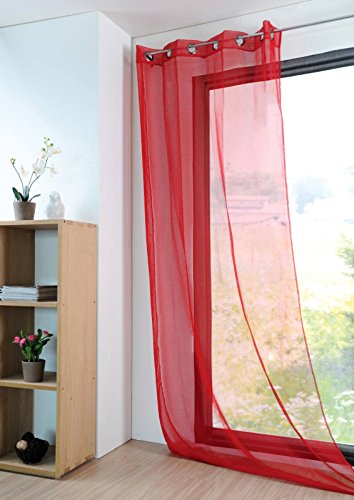 LOVELY CASA Monna Tab-Top Curtain 140 x 280 280 x 140 cm Polyester Red