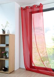 LOVELY CASA Monna Tab-Top Curtain 140 x 280 280 x 140 cm Polyester Red