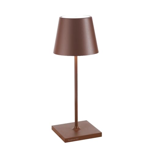 Zafferano, Poldina Pro Mini Lamp, Rechargeable Cordless Table Lamp with Touch Controls, Suitable for Interior and Outdoor, Dimmer, 2200-3000 K, Height 30 cm, Corten Colour