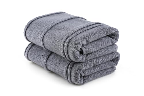 Foutastic Luxury Bath Towel Set (2-Piece) - Fume 75 x 150 cm - 100% Microfibre 450gsm - Machine Washable at 40°C, Soft and Absorbent