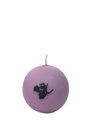 Halloween Ball Candle Diameter 10 cm – Purple – with Wax Witch Decorations – Gift Idea: with Fabric Bag Cereria di Giorgio
