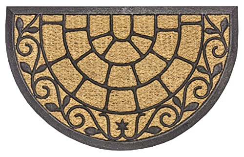 Hanse Home Coconut Doormat for Indoor and Outdoor Use, 45 x 75 cm, Semi-Circular Coconut Mat, Outdoor Dirt Trapper Mat, Coconut Fibre Rubber, Weatherproof, Non-Slip for Entrance Area and Outdoor Use,