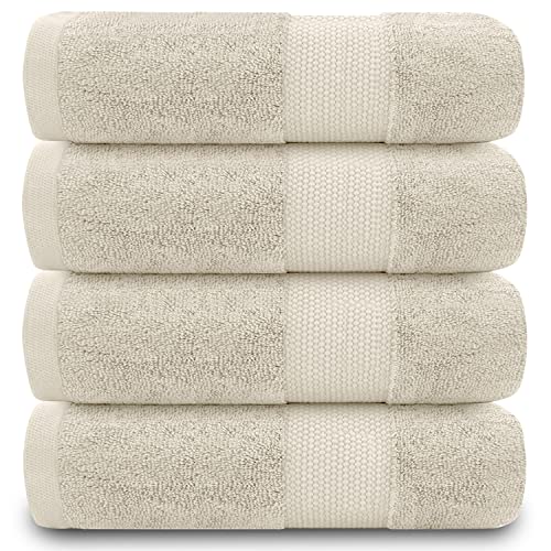 GC GAVENO CAVAILIA 700 GSM Premium Quality Hand Towels, Extra Absorbent 4pk 100% Ringspun Cotton Towel, Cream, 4PK