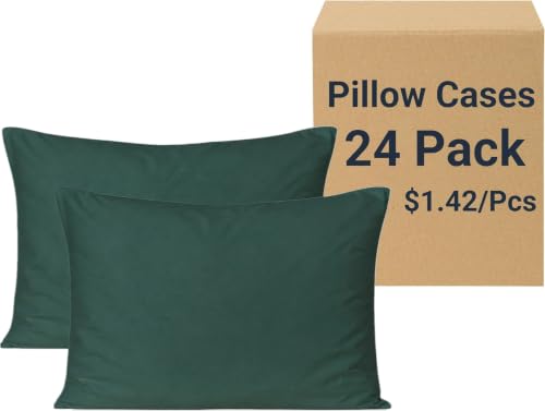 ZPECC Pillow Cases Bulk 24 Pack - Standard Pillowcases with Envelope Closure, Soft Brushed Microfiber Pillow Cover for Hotel Airb&bs Hospital Bedding Essential, Peacock Green