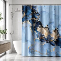 Domoku Sky Gold Marble Art Painting Bathroom Shower Curtain