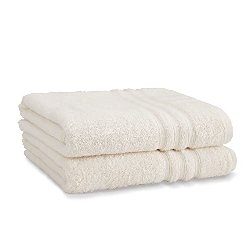 Catherine Lansfield Zero Twist Cotton 90x140cm Bath Sheet Pair Cream