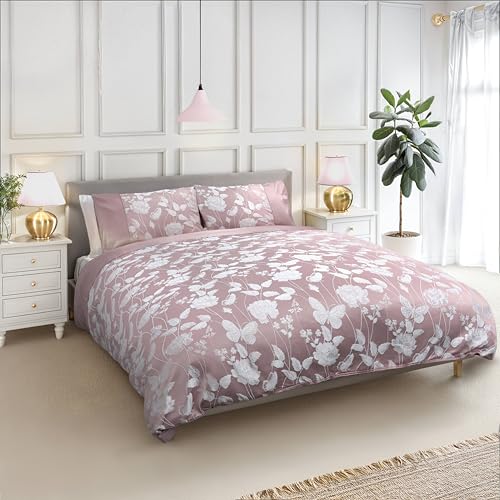 Emma Barclay Butterfly Meadow - Embellished Jacquard Duvet Set in Blush Pink - Double