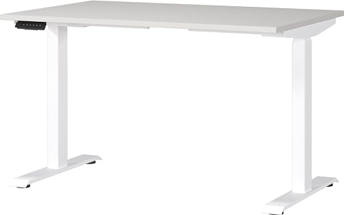 Germania Desk 7907-642, in light grey/white, el. height-adjustable, 120 x 120 x 80 cm (WxHxD)