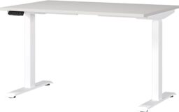 Germania Desk 7907-642, in light grey/white, el. height-adjustable, 120 x 120 x 80 cm (WxHxD)