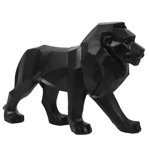 HOME DECO FACTORY, HD1338 Lion Origami Black - Decorative Statue in Polyresin-Modern and Elegant Design for Interiors - Dimensions: 22 x 36 x 12 cm - Colour, Plastic