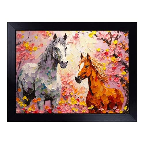 Lap Tray with Bean Bag Cushion, Pony Palette Knife - Handmade in the UK, Raised Wooden Edge, Padded Cushion, Heat-Resistant Wipe-Clean Surface, for Meals, Laptops and Crafts