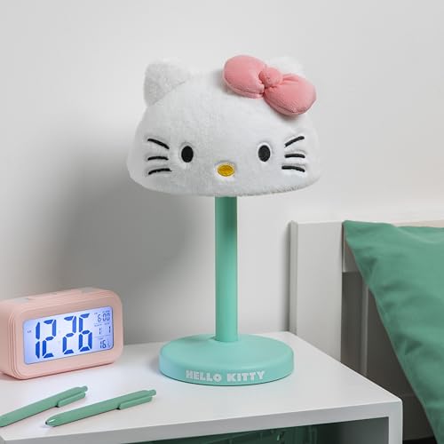 Paladone Hello Kitty SoftGlo Table Lamp – 30cm Plush Shade Bedroom Light – Soft Ambient USB Lamp
