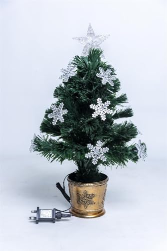 Shatchi 2ft -60cm Snowflake LED Fibre Optic Christmas Tree xmas Decoration