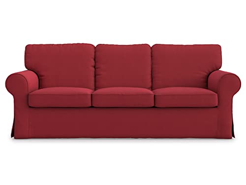 MASTERS OF COVERS Cotton Ektorp 3 Seat Sofa Cover Slipcover Replacement Made for The IKEA Ektorp 3 Seat Sofa Cover(Cotton Red)-Does NOT fit Ektorp 3.5-seat Sofa