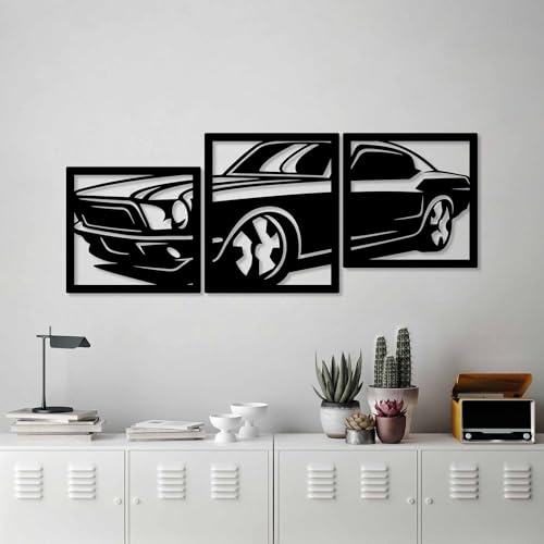 Hanah Home Stylish Decorative Metal Wall Accessory Set (3 Pieces), Black Finish, 37 x 40 cm, 47 x 40 cm, 40 x 40 cm, Durable 1.5 mm Metal Body, Perfect for Modern Decor