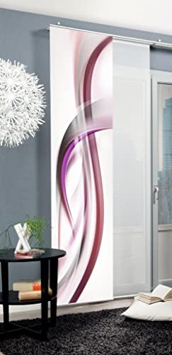 HOME WOHNIDEEN Fala 84128 Sliding Curtain, Opaque Decorative Fabric, Graphic Motif, 245 x 60 cm (Height x Width), Colour: Berry
