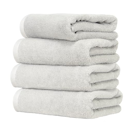 Ruggeri - Set of 4 Guest Towels 40 x 50 cm - 100% Pure Cotton Extra Soft - Let's Color! Collection (White)