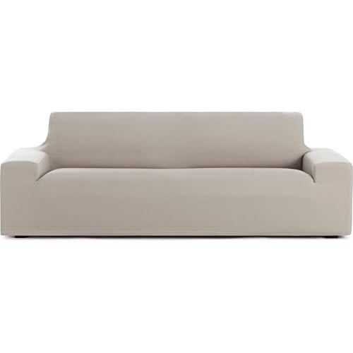 ECOMMERC3 - Bi-elastic Breathable Sofa Cover Size 4 Seater ??? Sofa Cover with Non-Slip Fit Linen Colour, Easy to Put on and Take Off, Includes Fastening Foams