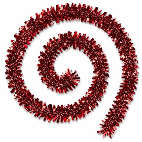 2 Pcs Chunky Christmas Tinsel Garland 2m Red Xmas Decoration