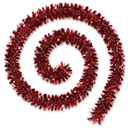 2 Pcs Chunky Christmas Tinsel Garland 2m Red Xmas Decoration