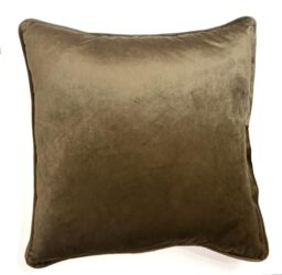 Rapport Home Piped Velvet Square Reversible Cushion Cover 43 x 43cm Natural and Mocha