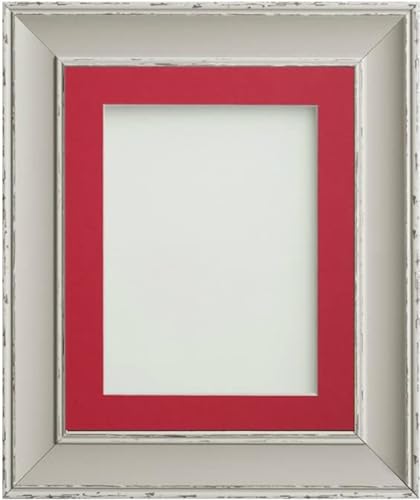 Frame Company Brooke Moonstone Grey Photo Frame, Red Mount, 8x6 for 6x4 inch, fitted with perspex