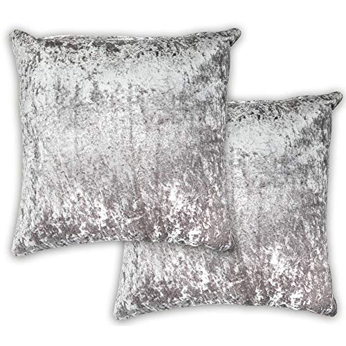 Emma Barclay Crushed Velvet Luxury Cushion Cover in Silver - 17x17 (43x43cm)
