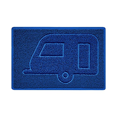Nicoman CARAVAN Embossed Shape Door Mat Dirt-Trapper Jet-Washable Doormat-(Use Indoor or Sheltered Outdoor)- (60x40cm/23.6x15.7inches, Small) Blue