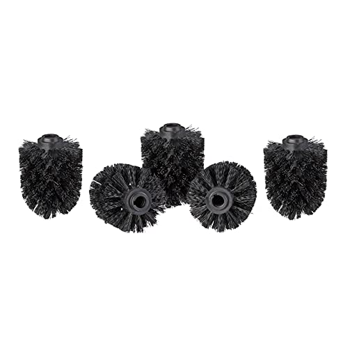 Relaxdays Toilet brush head set of 5, loose toilet brushes with thread 12 mm, replacement brush head diameter 8 cm, black, 8 x 8 x 9 cm