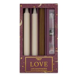 Love Candle, Crystal and Incense Set - Includes Two Candles and Three Crystal Stones