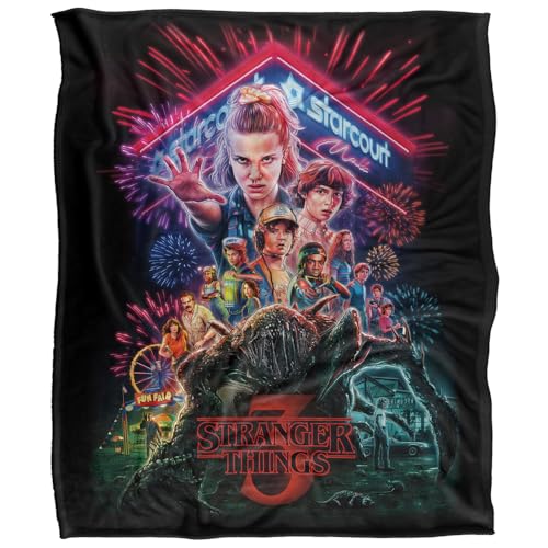 Stranger Things Season 3 Poster Silky Touch Super Soft Throw Blanket 152 X 127 Cm