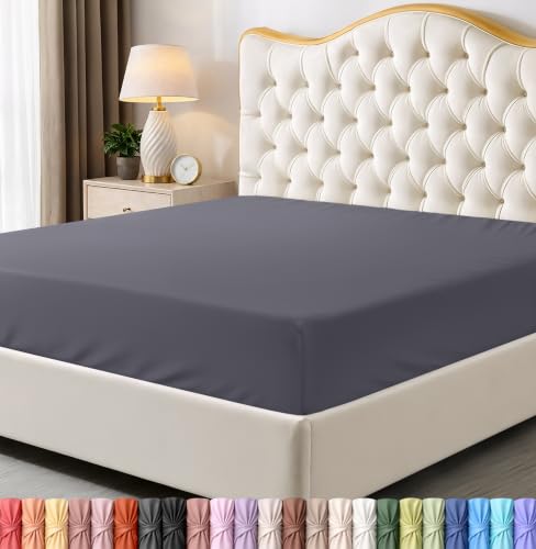 Utopia Bedding King Fitted Sheet - Bottom Sheet - Deep Pocket - Soft Microfiber -Shrinkage and Fade Resistant-Easy Care -1 Fitted Sheet Only (Grey)