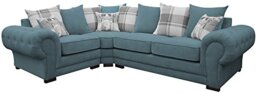 Corner Sofa Verona Fabric Left or Right Grey Brown Cream Designer Scatter Cushions Living Room Furniture (Left, Ocean)