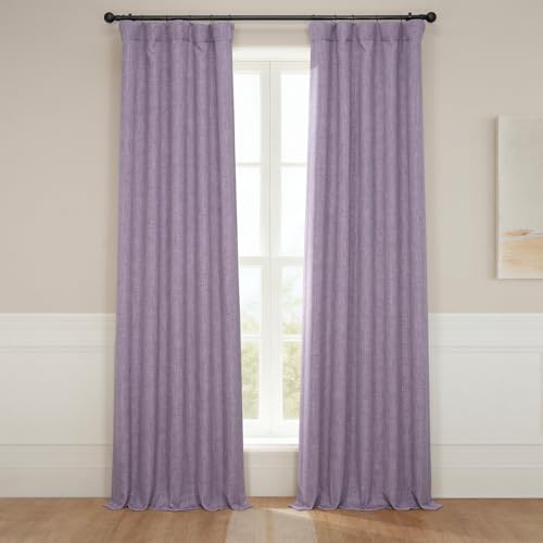 HPD Half Price Drapes Faux Linen Textured Room Darkening Curtains for Bedroom 96 Inches Long (1 Panel), 50W X 96L Curtains for Living Room Home Decor, Iris