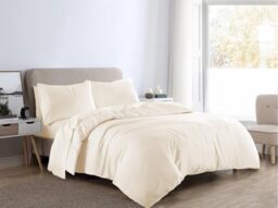 Kampala Hill Plain Dye Flannelette Bedding Brushed Cotton Duvet Cover Set Cream Single