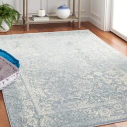 Safavieh Distressed Vintage Indoor Woven Rectangle Area Rug, Adirondack Collection, ADR109, in Slate / Ivory, 155 X 229 cm for Living Room, Bedroom or Any Indoor Space