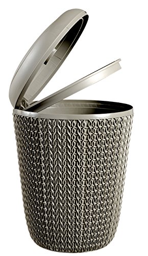 CURVER Bathroom Bin with Knitwear Design, plastic, brown, 22,4 x 22,4 x 29,5 cm