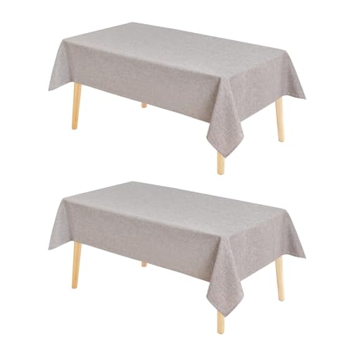 Hiasan 2 Pack Faux Linen Rectangle Tablecloth - Wrinkle and Stain Resistant Washable Table Cloth for Kitchen Dining Room Holiday Table Cover for Party Dinner, Stone, 30 x 60 Inch