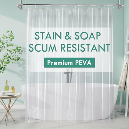 "MitoVilla Clear Shower Curtain Liner, Simple Plastic Shower Curtains Liner for Modern Neutral Hotel Bathroom Decor, PEVA Heavy Duty Waterproof Bathroom Shower Liner, 72"" W x 72"" H"