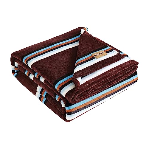 Wrangler Ultra Soft Plush Fleece Reversible Bedding, Lightweight Home Decor for All Seasons Blanket, Twin, Western Saddle Stripe Red