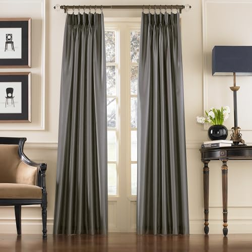 "Curtainworks Pinch Pleat Curtain Panel, Polyester, Pewter, 30"" W x 120"" L (Pack of 1)"