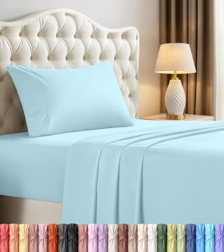 Utopia Bedding Twin Bed Sheets Set - 3 Piece Bedding - Brushed Microfiber - Shrinkage and Fade Resistant - Easy Care (Twin, Ice Blue)