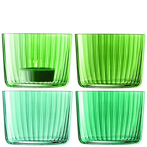 LSA International Gems Tealight Holder H6cm Assorted Jade - Set of 4 - Hand Painted Glassware - GM09