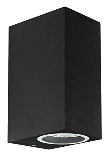 Long Life Lamp Company Modern Rectangular Up Down Matt Black Outdoor Wall Light Fixture GU10 ZLC061B
