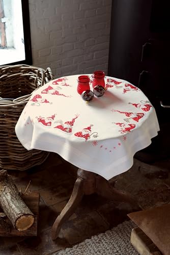 "Vervaco ""Christmas Gnomes Tablecloth Embroidery, 100 Percent Cotton, Multi-Colour"