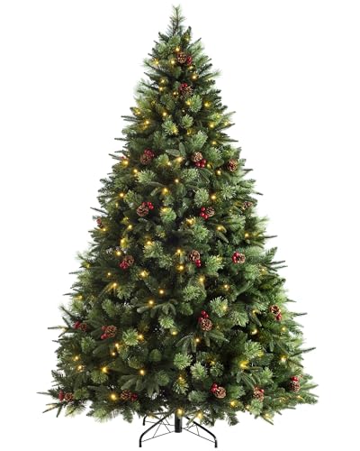 WeRChristmas Pre-Lit Victorian Mixed Tip Berries & Cones Christmas Tree with 160 LED Lights, Green, 5 Feet/1.5 M