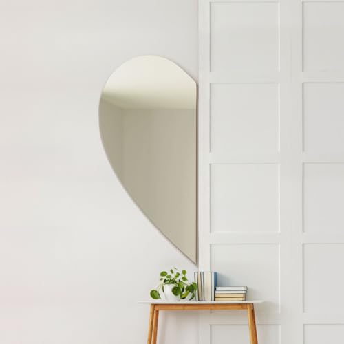 "MirrorOutlet The Lunae - Large Frameless Semi Wing Wall Mirror 47"" X 24"" (120cm X 60cm) Silver Mirror Glass On A Black Backing. This is the Left Hanging Wing."